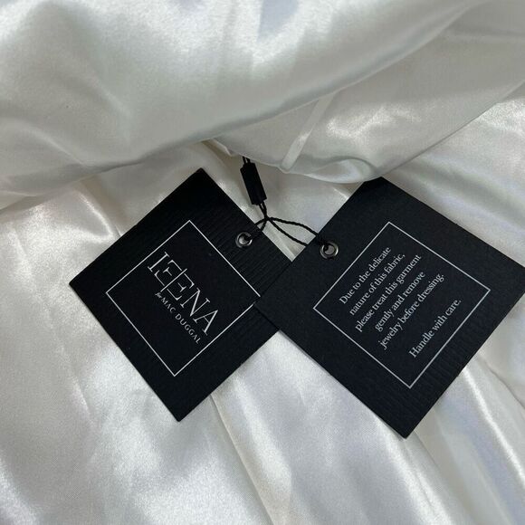 Ieena Mac Duggal 48952D White Ruffled Shoulder Short Dress 10 NEW - Picture 11 of 11